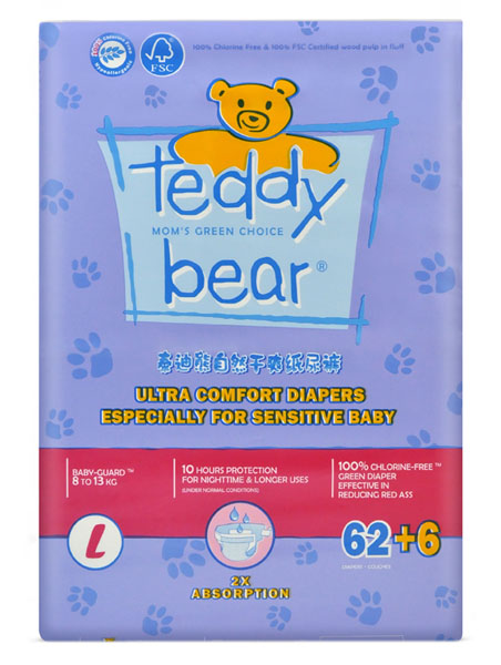 泰迪熊自然干爽升級(jí)版嬰兒紙尿褲大包裝L碼