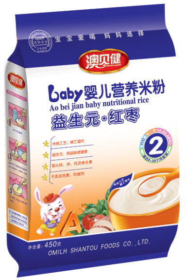 澳貝健益生元紅棗嬰兒營(yíng)養(yǎng)米粉