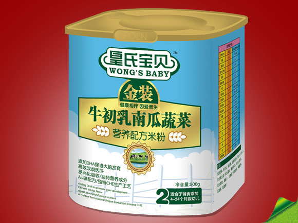 皇氏寶貝金裝500g牛初乳南瓜蔬菜營養(yǎng)配方米粉2段
