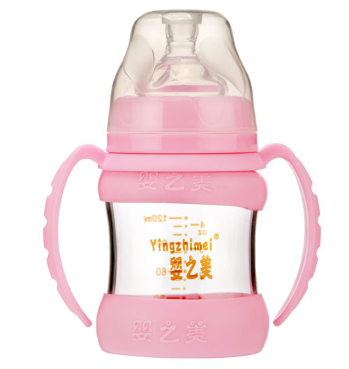 嬰之美寬口雙耳自動(dòng)高硼硅玻璃奶瓶120ML