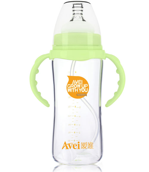 噯唯寬口徑帶柄自動(dòng)高硼硅玻璃奶瓶(260ml)