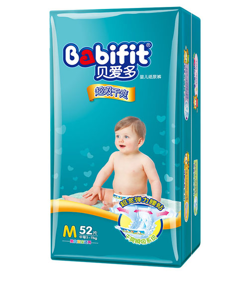 貝愛(ài)多超級(jí)干爽紙尿褲M碼52片大包裝