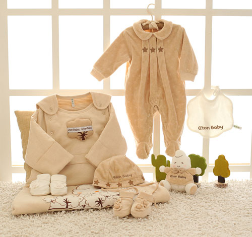 棉果果彩棉多功能睡袋翻領(lǐng)哈衣遮陽(yáng)帽套裝