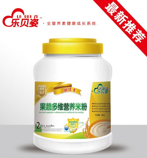 樂貝姿果蔬多維營養(yǎng)米粉2段桶裝800克