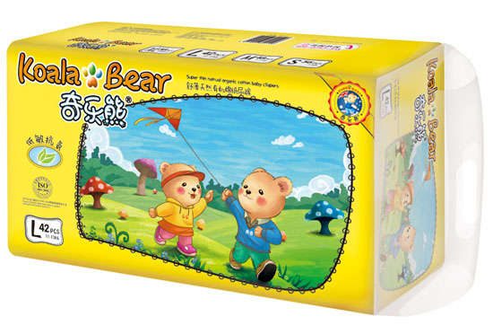 奇樂(lè)熊舒薄有機(jī)棉尿褲L碼42片