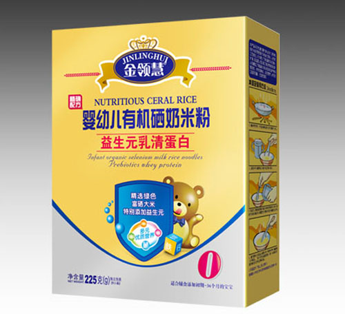 金領(lǐng)慧益生元乳清蛋白嬰幼兒有機(jī)硒米粉0段盒裝