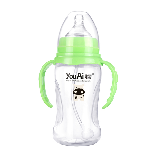 幼愛EQ寬口帶柄自動吸PP奶瓶300ml