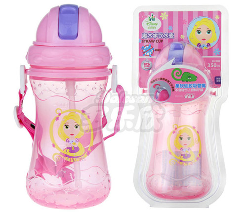 迪士尼寶寶術(shù)滑蓋學(xué)飲吸管水壺粉色長(zhǎng)發(fā)公主