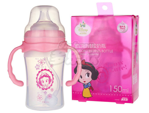 迪士尼寶寶寬口徑手柄吸管硅膠奶瓶(小號)150ml