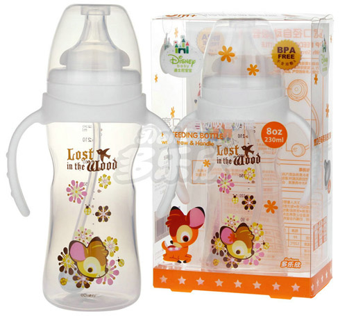 迪士尼寶寶寬口徑手柄自動吸管奶瓶230ml