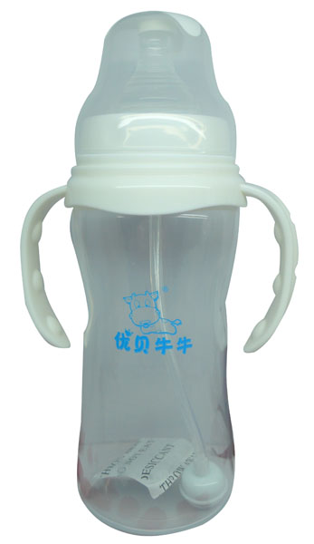 優(yōu)貝牛牛白色寬口雙柄全自動PP奶瓶330ml