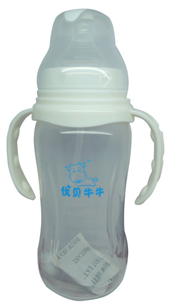 優(yōu)貝牛牛白色寬口雙柄全自動PP奶瓶210ml
