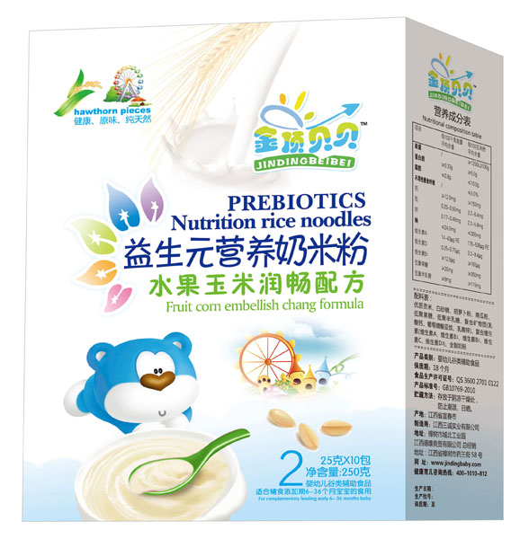 金頂貝貝水果玉米潤暢配方益生元奶米粉盒裝