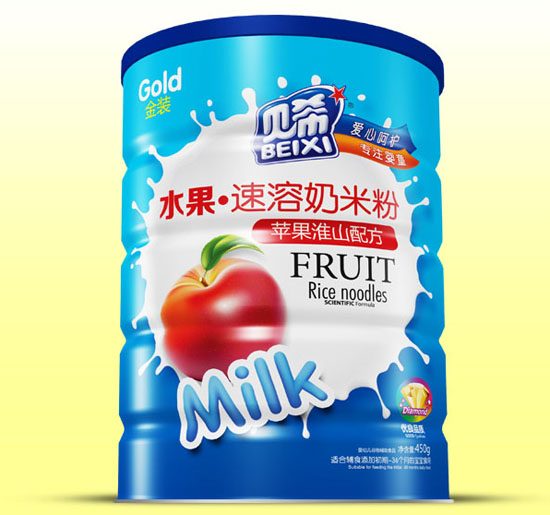 貝希蘋果淮山水果速溶奶米粉鐵聽