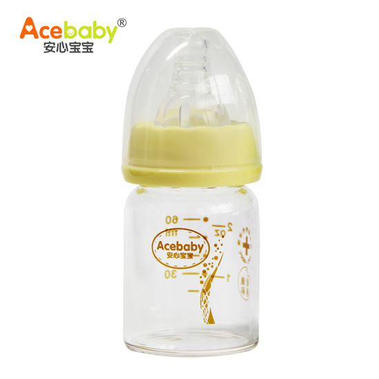 安心寶寶60ml玻璃護(hù)理奶瓶黃色