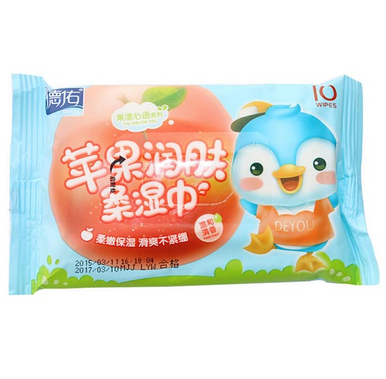德佑一次性嬰兒蘋果潤(rùn)膚濕巾10片