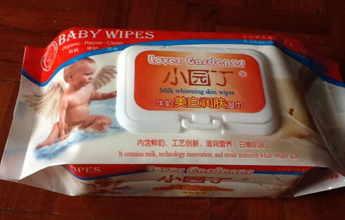 小園丁牛奶美白潤膚濕巾80片蓋