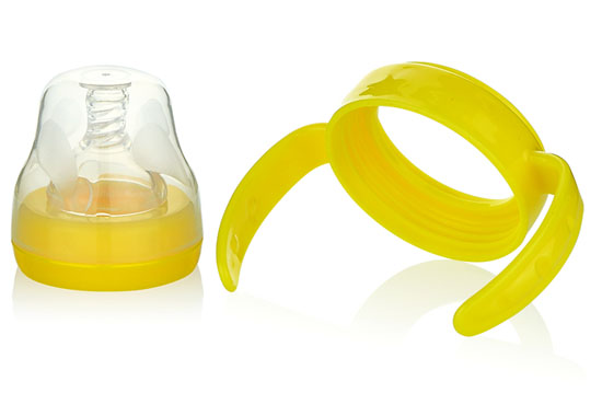 貝嬰奇寬口手柄牙蓋組黃色