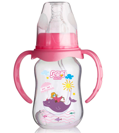 貝嬰奇120ml標(biāo)口圓弧奶瓶粉色