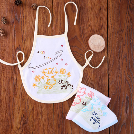 金色小魚米白雙面布小貓肚兜