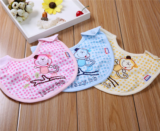 金色小魚單面素色純棉搭扣口水圍