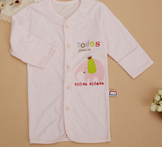 金色小魚純棉素色單面大象束口護(hù)手睡袍