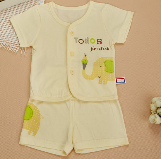 金色小魚純棉素色單面大象束口短袖桃開套