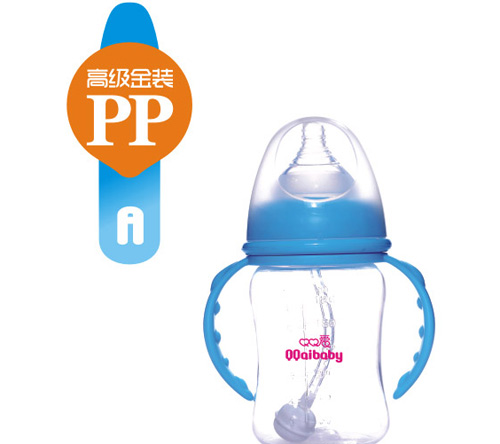 Q0愛(ài)寬口徑雙柄弧形自動(dòng)PP奶瓶180ML