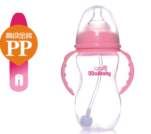 Q0愛寬口徑雙柄自動PP奶瓶300ML
