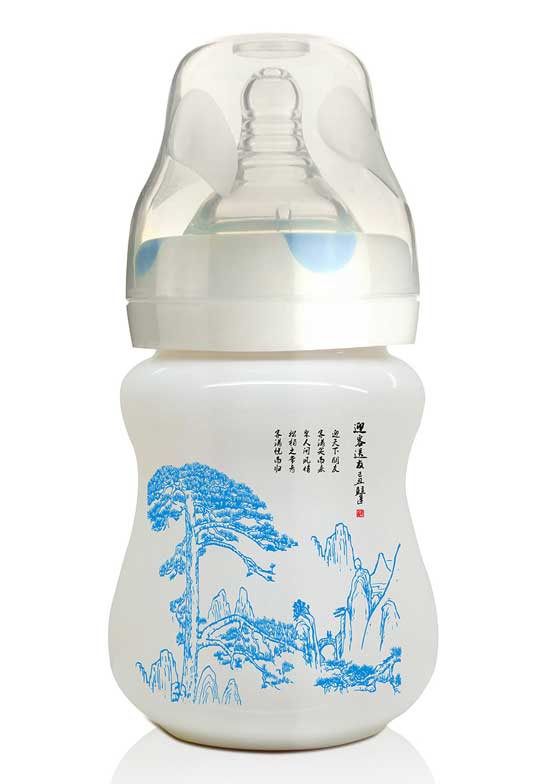 貝嬰奇180ml陶瓷奶瓶藍色