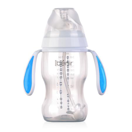 清素350ml寬口自動PP奶瓶配變流量奶嘴-藍(lán)色