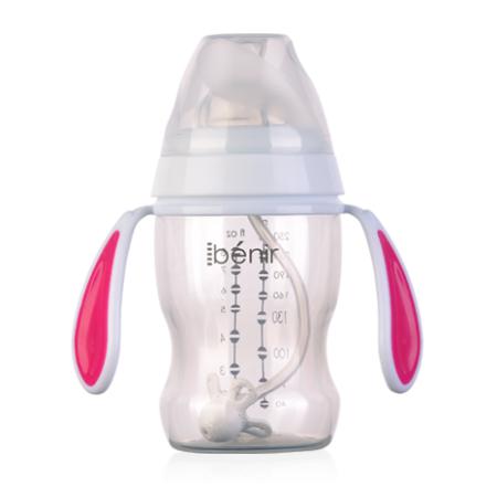 清素250ml寬口自動PP奶瓶配變流量奶嘴-玫紅色