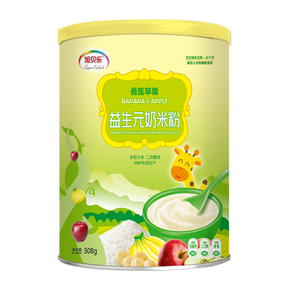 旭貝樂香蕉蘋果益生元奶米粉罐裝