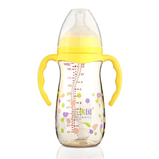 小孩國寬口香檳自動(dòng)PPSU安全奶瓶320ML黃色