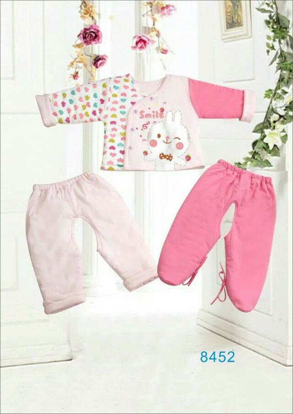 快樂(lè)小天天保暖棉衣套裝 粉色 可愛小兔子