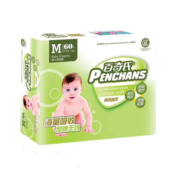 百奇氏大包裝瞬吸棉柔尿褲M60