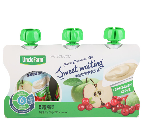 農(nóng)場(chǎng)大叔蘋果蔓越莓味果泥盒裝