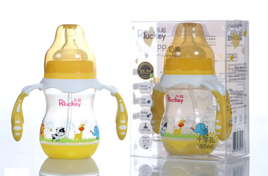 樂(lè)起寬口徑PP奶瓶180ml黃色