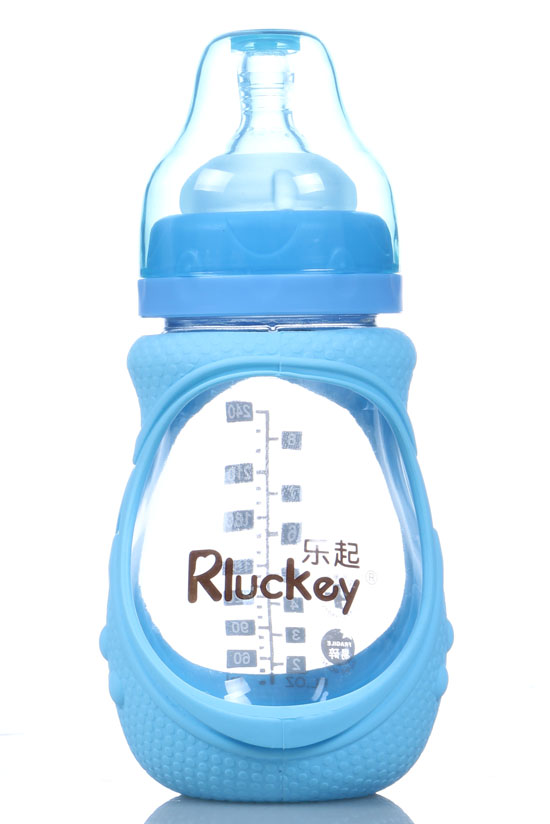 樂(lè)起240ml防摔玻璃奶瓶藍(lán)