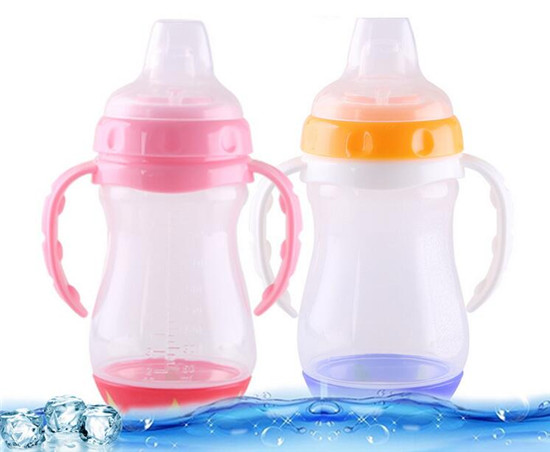 愛嬰寶嬰兒感溫帶柄PP學(xué)飲杯270ml