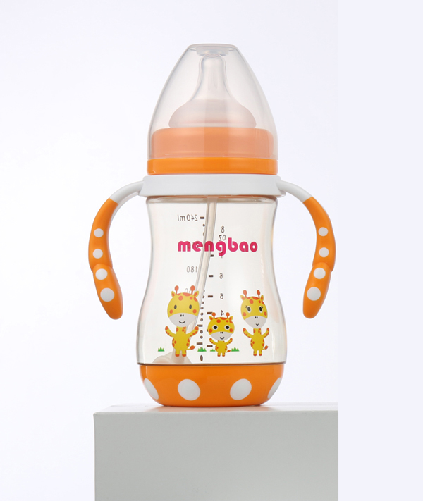 盟寶防摔底座PPSU奶瓶-橙色240ml