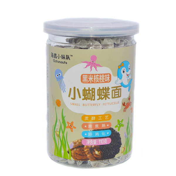 海底小縱隊(duì)小蝴蝶面黑米核桃味新品罐裝
