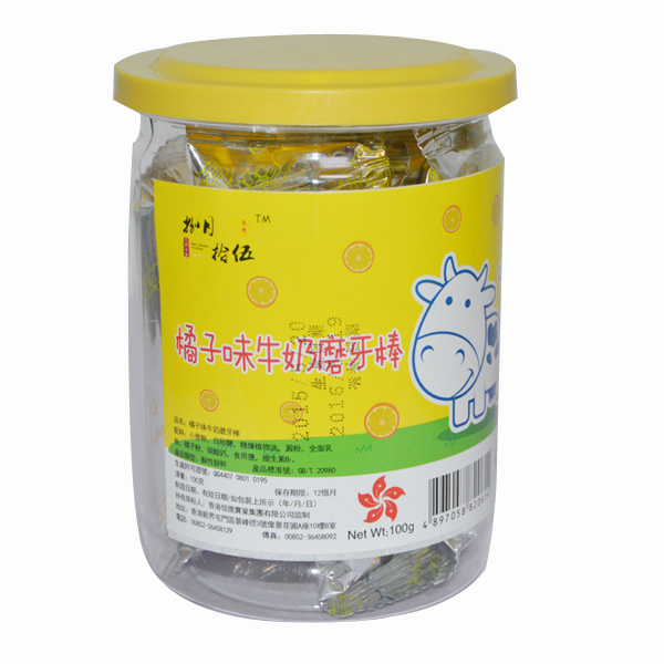 捌月拾伍橘子味牛奶磨牙棒罐裝100g