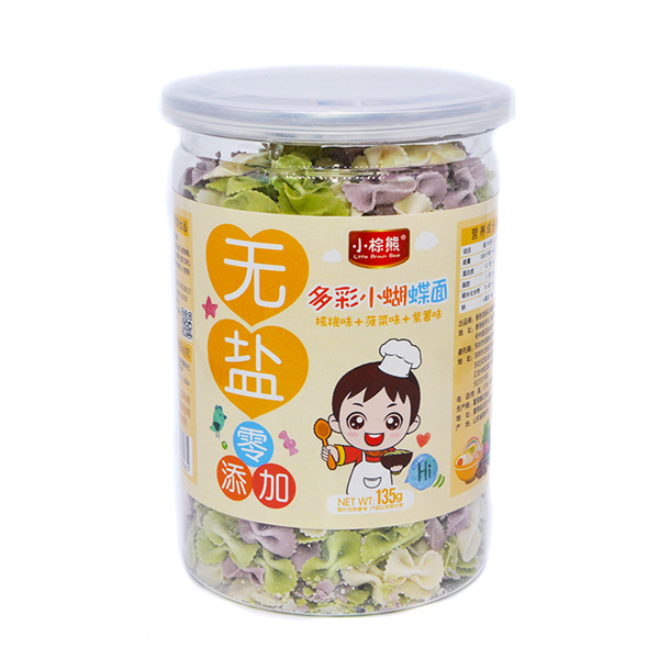 小棕熊無鹽多彩小蝴蝶面(核桃+菠菜+紫薯)