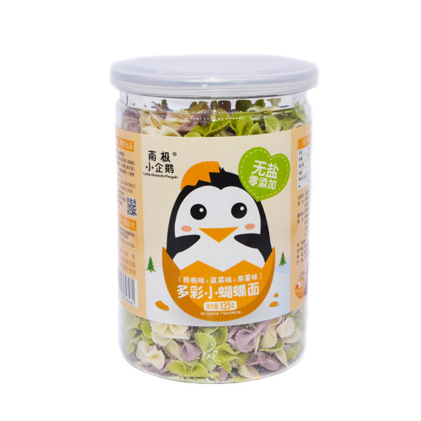 南極小企鵝無(wú)鹽多彩蝴蝶面核桃味+菠菜味+紫薯味