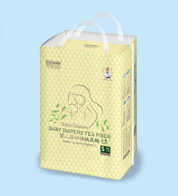 海洋寶貝嬰兒茶纖維紙尿褲S碼66片-中包