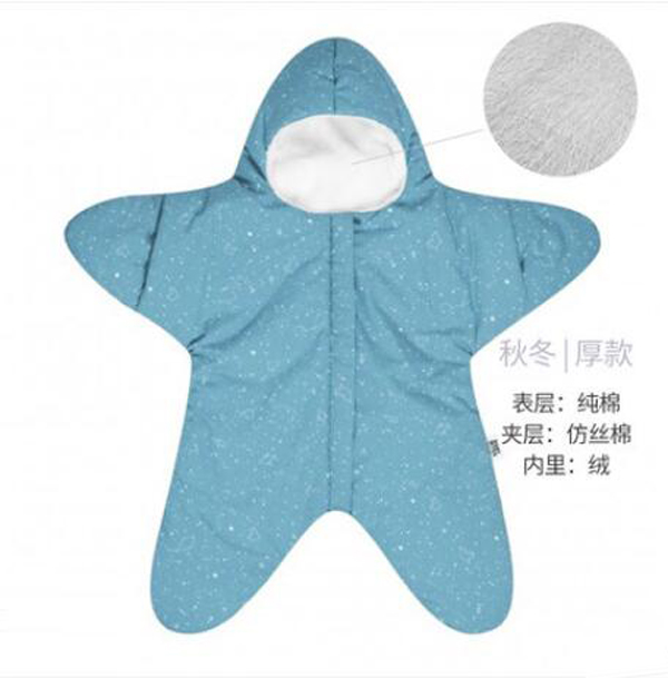西班牙baby bites 嬰兒小海星睡袋 藍(lán)綠色秋冬厚款