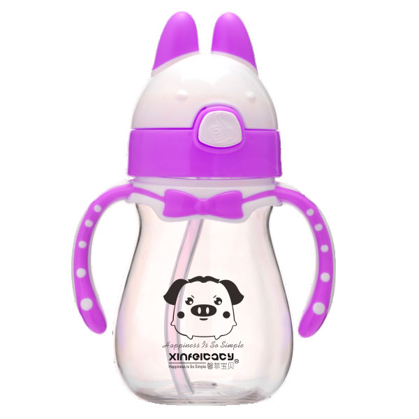 馨菲寶貝PPSU兔子兒童吸管水杯紫色