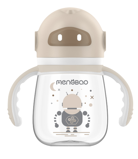 盟寶機(jī)器人PPSU奶瓶 淺咖色