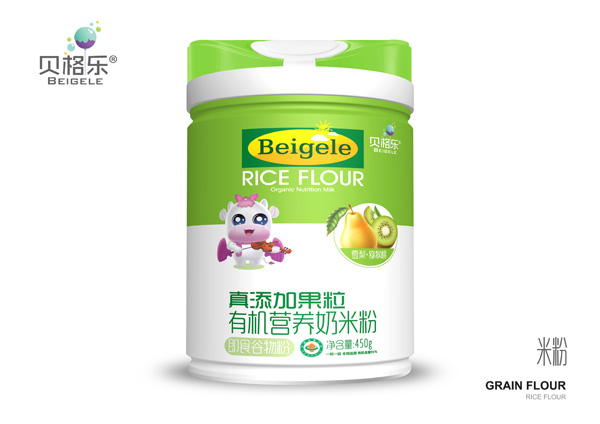 貝格樂真添加果粒有機營養(yǎng)奶米粉-雪梨+獼猴桃 聽裝